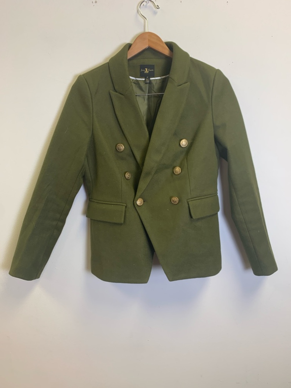 Jules & Leopold Olive Double-Breasted Military-Style Blazer